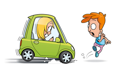 Braking to avoid running over a pedestrian © carbou