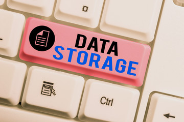 Word writing text Data Storage. Business photo showcasing the act of archiving data in...
