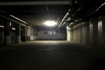 old empty underground garage with copy space for your text