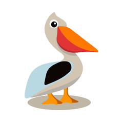 Cute pelican cartoon illustration on white background