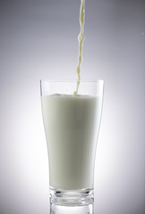 pouring milk into glass. Healthy eating concept