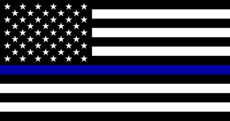 American flag with police support symbol, Thin Blue Line. Vector EPS 10 - 292312408