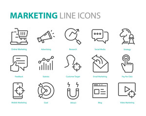 set of marketing icons, seo, analytics, ads, business