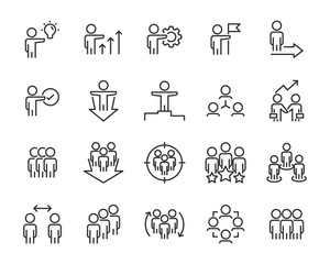 set of people icons, such as discussion, collaborate, team, seminar