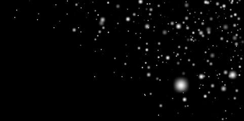 Snowflakes in vector. Snow abstract texture on black background