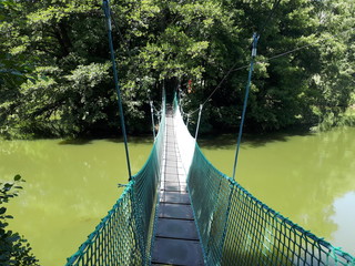 Hanging bridge near Mill Davidův mlýn in Staré Těchanovice, Czech republic