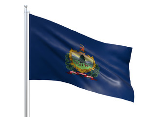 Vermont (U.S. state) flag waving on white background, close up, isolated. 3D render