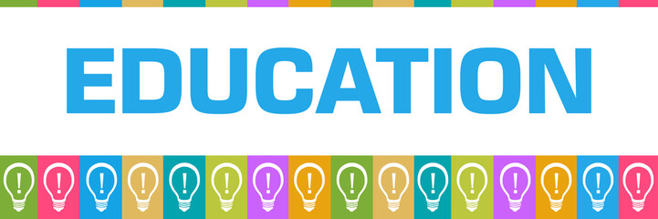 Education Colorful Boxes Bulbs Horizontal 