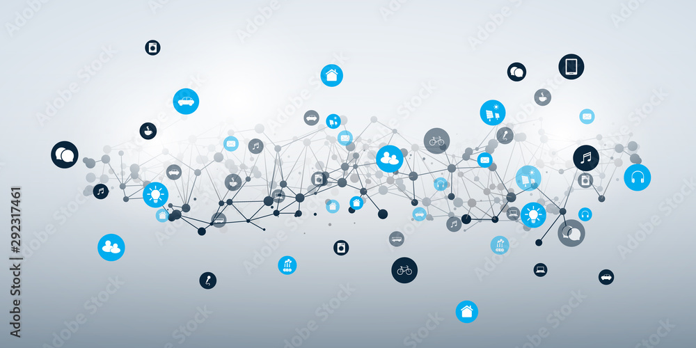 Poster internet of things, cloud computing design concept with icons - digital network connections, technol
