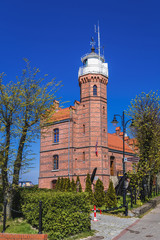 Obraz premium Baltic Sea lighthouse in Ustka town, Poland