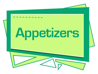 Appetizers Turquoise Green Squares Triangles Text 