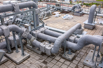External infrastructure of the microclimate support system at a large industrial site. Air...