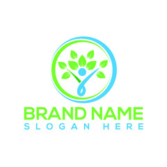 Abstract green leaf logo icon eco logo vector design minimalist template element.