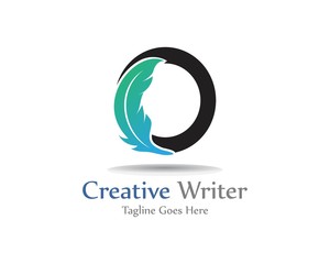 Letter O with feather logo template design, concept design creative symbol