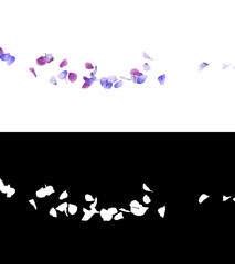 3D illustration of a flower petals flow with alpha layer