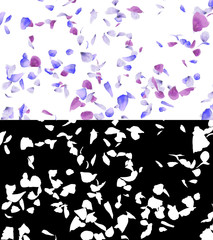 3D illustration of a flower petals flow with alpha layer