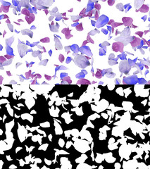 3D illustration of a flower petals flow with alpha layer