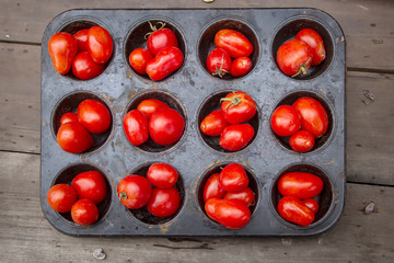 small home-made cupcake-shaped tomatoes