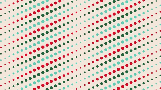 4K multicolor dot cartoon, vector, retro and vintage pattern, looped animated abstract background for a fun party, family holiday, Christmas, 4th July, Thanksgiving, Easter or Birthday celebration.