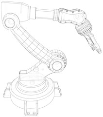 Robot hand wire-frame. Vector illustration. Tracing illustration of 3d.