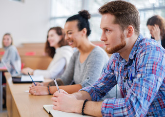 Multinational group of students in an auditorium