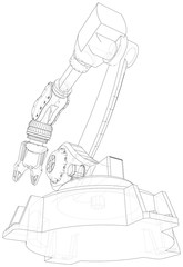 Industrial robot manipulator. EPS10 format. Wire-frame Vector created of 3d. EPS10 format.