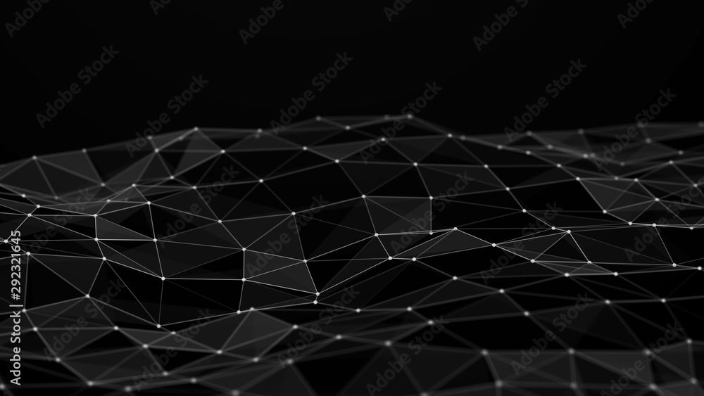 Aufkleber Abstract polygonal space. Connection dots and lines structure. Digital background. Triangular business wallpaper. 3d