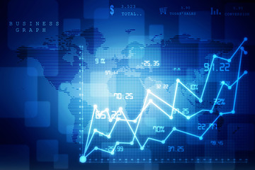 2d rendering Stock market online business concept. business Graph 
