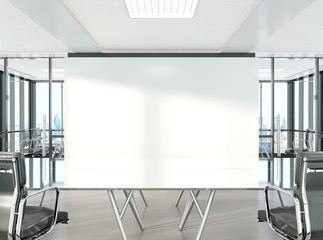 Conference room in modern office Mockup 3D rendering