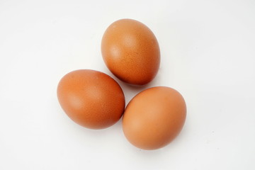 Chicken eggs isolated on white background. Concept healthy natural food.