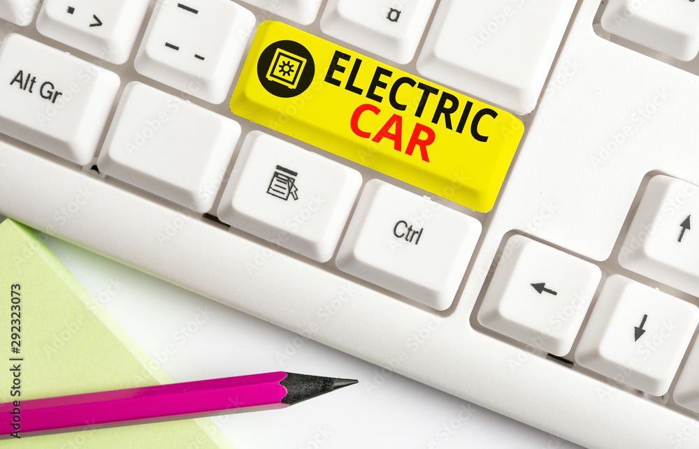Poster text sign showing electric car. business photo text an automobile that is propelled by one or more e