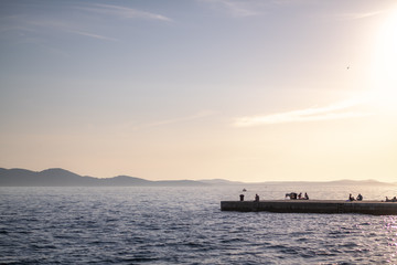 Beatiful sunshine before sun set at Zaddar, a tourist destination of Croatia.
