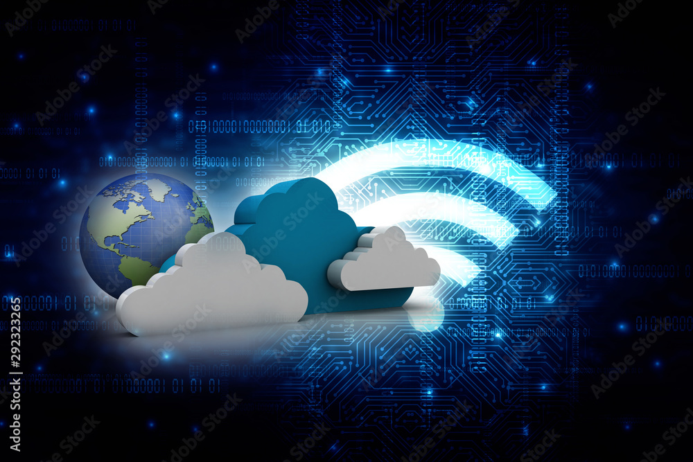 Poster 3d rendering technology cloud computing