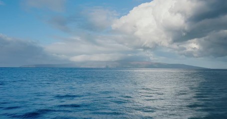Aerial views of the pacific ocean and deserted island