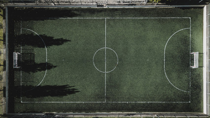 Top view of a football (soccer) field grass.