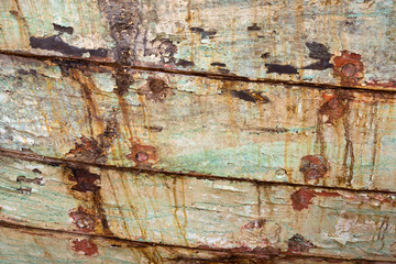 Colorful old wooden boat wall pattern.