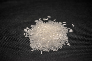 Rice grain on black background