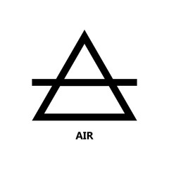 Symbol of nature element, icon. Air(wind). Black triangular sign. Vector illustration on white background.