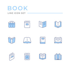 Set line icons of book