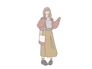 あいさつするオシャレな女の子