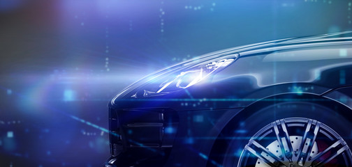 Modern car headlight close-up scene (3D Illustration) © Open Studio