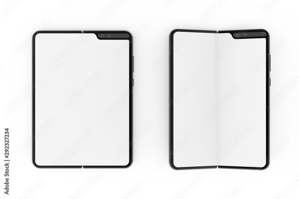 Aufkleber folding smart phone empty screen view on the white background
