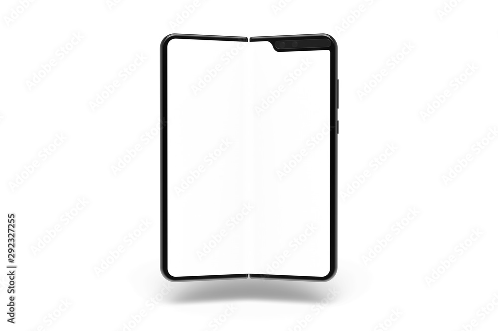 Aufkleber folding smart phone empty screen view on the white background
