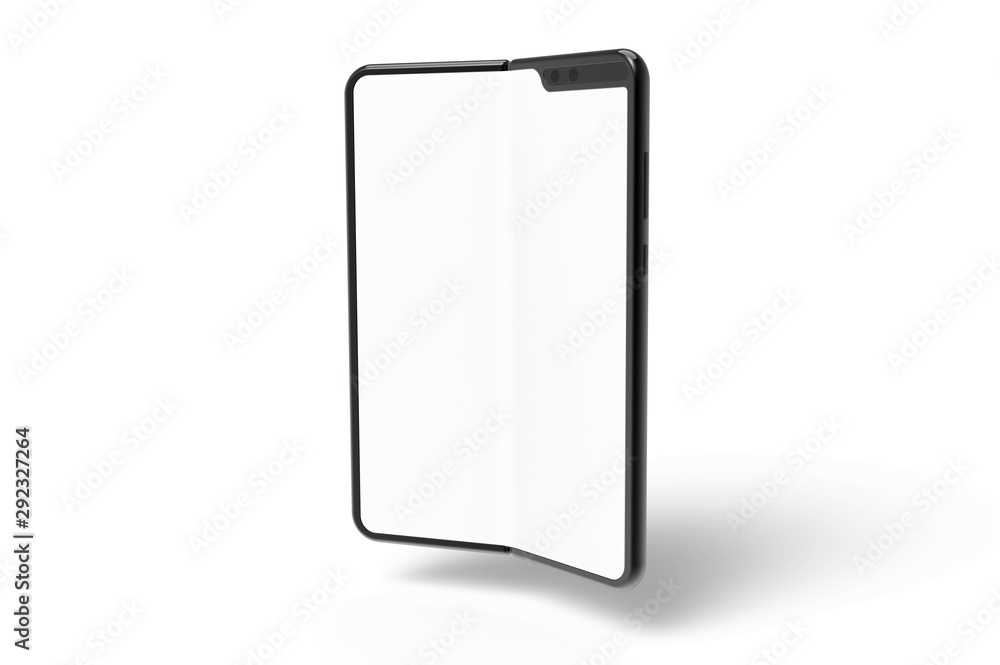 Aufkleber folding smart phone empty screen view on the white background