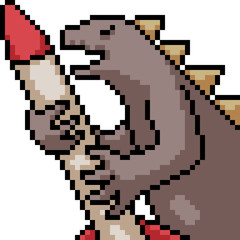 vector pixel art kaiju hold missile