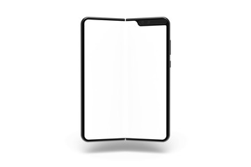 Folding Smart phone empty screen view on the white background