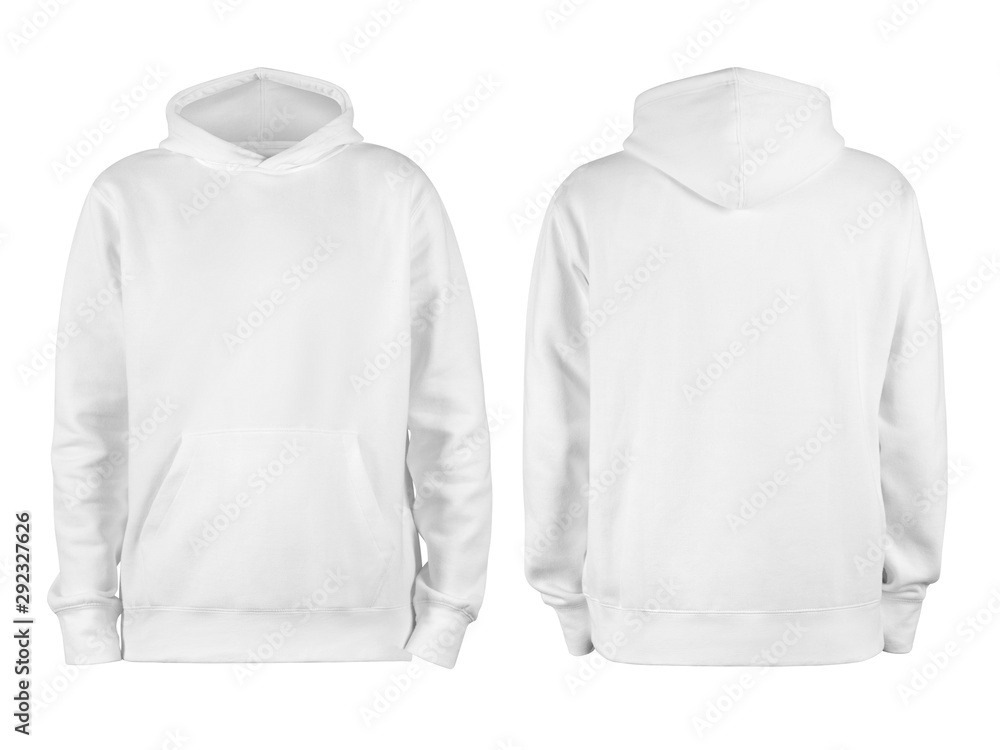 Poster men's white blank hoodie template,from two sides, natural shape on invisible mannequin, for your des - Posters