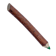 A pencil made in the shape of a tree branch. Image is isolated on a white background. Environmental protection concept. Object for the project and design.