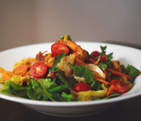 Vegetable salad in plate, food art