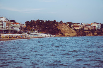 Panorama view of beach in Kallithea, Greece